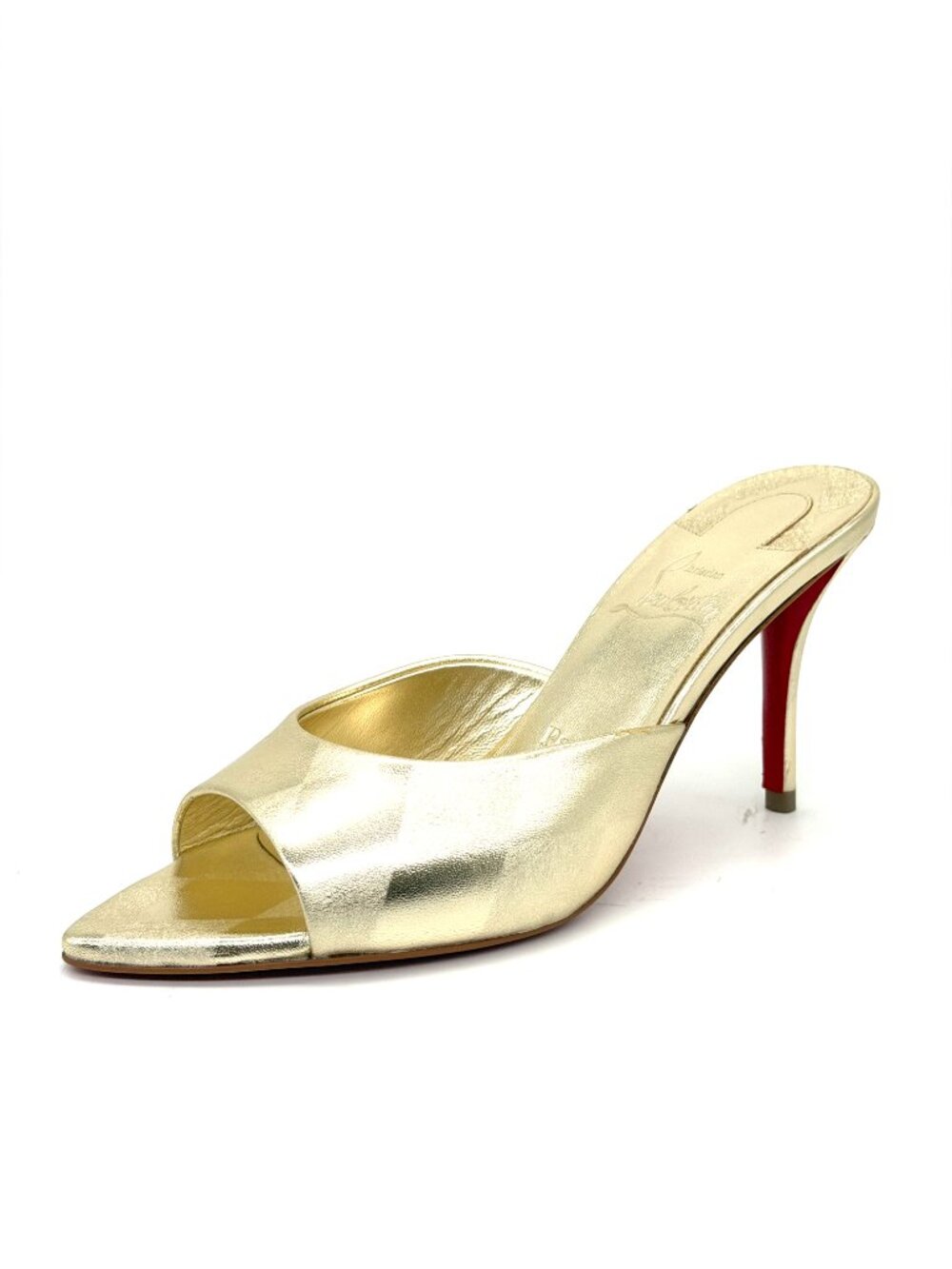 Christian Louboutin MISS Z MULE 80 Metallic Leather Sandals Heels Gold - Picture 6 of 16